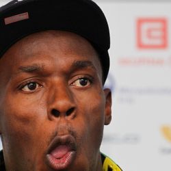 Usain Bolt na tiskové konferenci,  23. 5. 2012